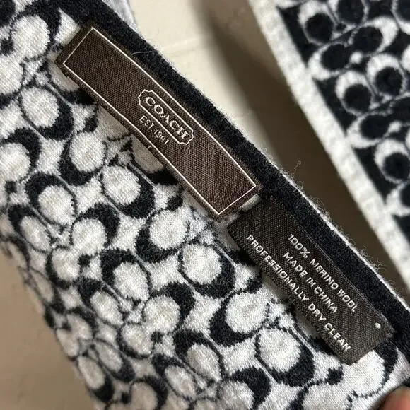 Coach monogram 100% merino wool scarf 45”x7” - Picture 2 of 5